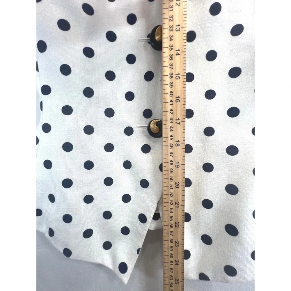 Kasper for ASL Vintage White Navy Polka Dot Short Sleeve Blazer Jacket Size 6